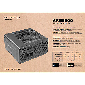 Tacens APSIII500 Barošanas Bloks SFX 500W / 90mm / 85% Bronze