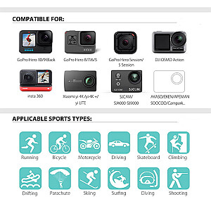 Fusion 50 in 1 piederumu komplekts darbības kamerām / GoPro / HERO9 / Xiaomi YI / EKEN / OSMO / MountDog (EVA CASE) V2