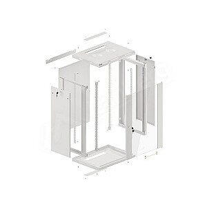 Sienas skapis Lanberg 19'' 18U 600x450mm pelēks (stikla durvis)