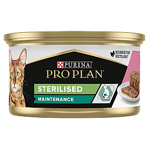 PURINA Pro Plan sterilizēta laša un tunča pastēte - mitrā kaķu barība - 85 g