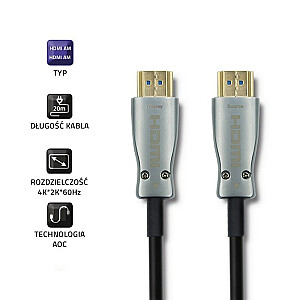 Qoltec 50474 HDMI v.2.0 A vīrieša kabelis | Vīrietis | AOC | 30 m