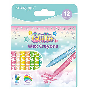 Восковые мелки Keyroad Glitter 12 цветов
