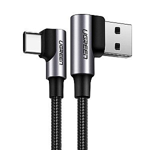 Ugreen USB - USB Typ C leņķveida kabelis Quick Charge 3.0 QC3.0 3 A 2 m pelēks (US176 20857)