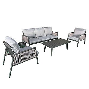 Dārza mēbeļu komplekts, galds, 3-vietīgs dīvāns, 2xkrēsli 7486