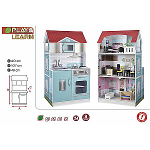 Большой деревянный кукольный домик с мебелью или кухня 107 cm CB85292