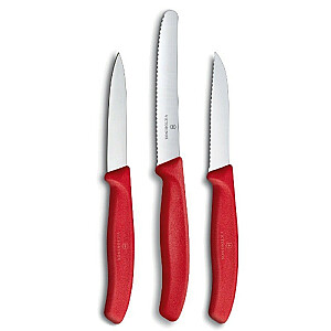 Набор Victorinox из 3 красных ножей для овощей.
