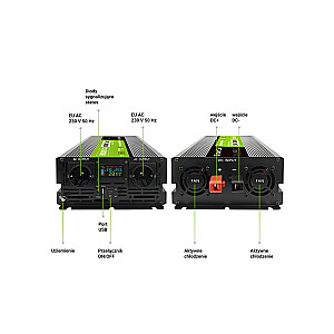 Zaļās šūnas sprieguma pārveidotājs PowerInverter LCD 24V 3000W/60000W automašīnas pārveidotājs ar displeju — strāvas adapteris/tīra sinusa pārveidotājs, automātisks melns