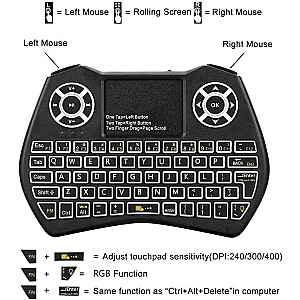 Компактная беспроводная клавиатура Fusion Round с тачпадом и разноцветной подсветкой для Android | iOS | TV | PC