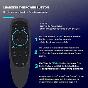 Fusion G10S PRO BT universālā bezvadu | Bluetooth tālvadības pults ar balss vadību un apgaismojumu Smart TV | Android | PC