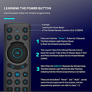 Fusion G20S PRO BT universālā bezvadu | Bluetooth tālvadības pults ar balss vadību, žiroskopu un apgaismojumu Smart TV | Android | PC