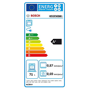 Cepeškrāsns Bosch HSG636BB1 71 L A+ Melns