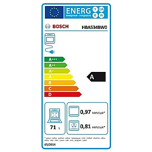 Bosch Serie 4 HBA534BW0 elektriskā cepeškrāsns 71 l balta A