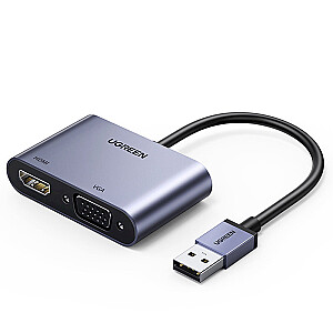 Ugreen USB konvertora adapteris - HDMI 1.3 (1920 x 1080 @ 60 Hz) + VGA 1.2 (1920 x 1080 @ 60 Hz), pelēks (CM449)