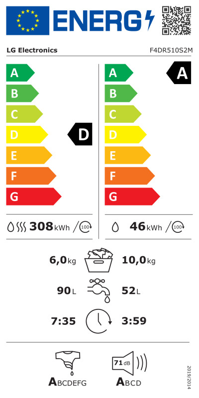 Veļas mašīna LG  F4DR510S2M