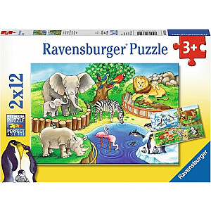 Puzle Ravensburger 2x12 gab. Dzīvnieki zoodārzā 076024 RAVENSBURGER