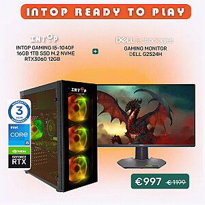 INTOP READY TO PLAY KIT 6 INTOP i5-10400F 16GB 1TB SSD M.2 NVME RTX3060 12GB no-OS + Monitors Dell G2524H 24"