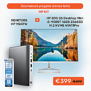 HP KIT 800 G5 Desktop Mini i5-9500T 16GB 256SSD M.2 NVME WIN11Pro + Monitors HP M24fw