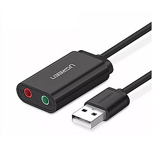 External USB audio card UGREEN 15cm (black)