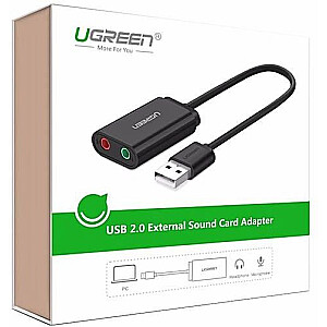 External USB audio card UGREEN 15cm (black)