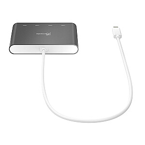 j5izveidojiet JCA366-N USB-C™ 4 portu HDMI™ vairāku monitoru adapteri, sudraba krāsā