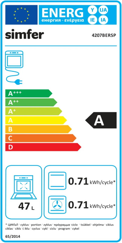 Simfer | 4207BERSP | Oven | 47 L | Multifunctional | Manual | Pop-up knobs | Width 45 cm | Black