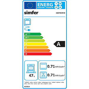 Simfer | 4207BERIM | Oven | 47 L | Multifunctional | Manual | Pop-up knobs | Height 54.1 cm | Width 45 cm | Stainless steel