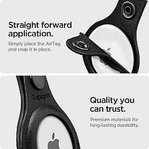 Spigen Valentius кожаный брелок для Apple AirTag с кольцом для ключей черный