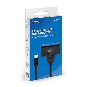 SAVIO AK-69 USB-C 3.1 Gen 1 (M) uz SATA (F) adapteris 2,5 collu diskdziņiem