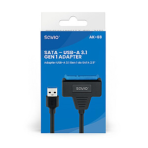 SAVIO AK-68 USB-A 3.1 Gen 1 (M) uz SATA (F) adapteris 2,5 collu diskdziņiem