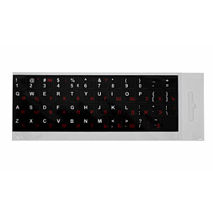 Наклейки на клавиатуру Черный/Белый/Красный РУС Ламинированный БЛИСТЕР