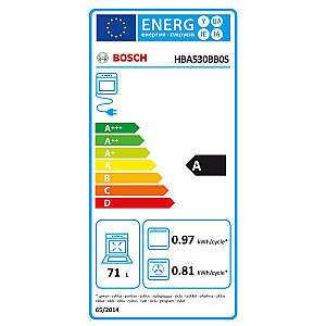 Bosch Serie 6 HBA5360B0 Cepeškrāsns 71 L A Melns