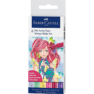 Otas tipa flomāsteri Faber-Castell Pitt Artist Pen 6 krāsas, Manga shôjo