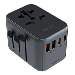 AUKEY PA-TA07 universāls 35 W ceļojumu lādētāja adapteris ar USB-C un USB-A UK, ASV, ES, Austrālija, Ķīna, 150 valstis
