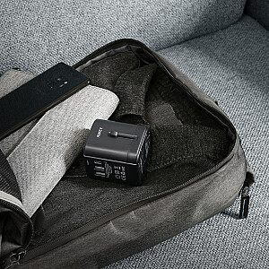 AUKEY PA-TA01 universāls USB-C uz USB-A ceļojumu lādētāja adapteris Lielbritānijā, ASV, ES, Austrālijā, Ķīnā, 150 valstīs