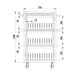 Ratiņš/skapis portatīvo ierīču pārvaldīšanai Techly I-CABINET-30DUTY Balts, zils