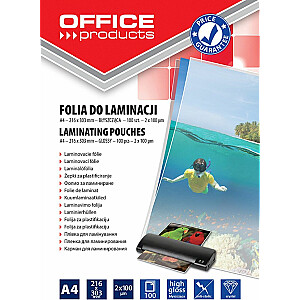 Biroja preces BIROJA PRECES LAMINĀCIJAS PILVE, A4, 2X100MIK, GLOSSY, 100GAB, caurspīdīga 20325425-90