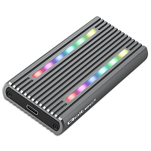Qoltec 52272 M.2 SSD korpuss | SATA | NVMe | RGB LED | USB-C | 4 TB