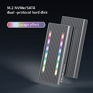 Qoltec 52272 Корпус для накопителя M.2 SSD | САТА | НВМе | RGB-светодиод | USB-C | 4 ТБ