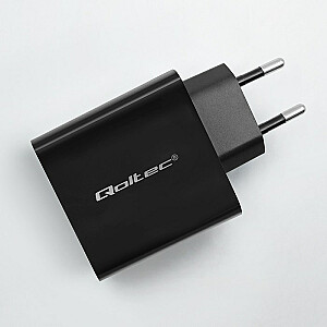 Зарядное устройство Super Quick PD Qoltec 52378 | 1xUSB-C | 1xUSB | 45 Вт | 5-20 В | 2,25-3А | Черный
