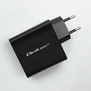 Зарядное устройство Super Quick PD Qoltec 52380 | 1xUSB-C | 1xUSB | 65 Вт | 5-20 В | 1,5-3,25 А | Черный