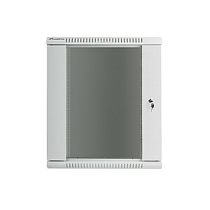 Шкаф настенный 19'' 15U 600х600мм серый (стеклянная дверь)