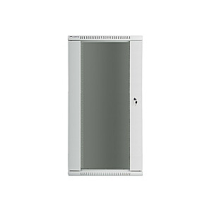 Sienas skapis 19'' 27U 600x450mm pelēks (stikla durvis)