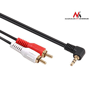 Leņķveida kabelis ar mini ligzdu 3,5 mm 2RCA, 1 m MCTV-824 Black