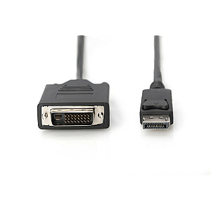 Displayport adaptera kabelis ar snap 1080p 60 Hz FHD tips DP/DVI-D (24+1) M/M melns 2 m