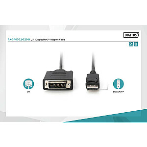 Кабель-переходник Displayport с защелкой 1080p 60 Гц FHD Тип DP/DVI-D (24+1) M/M черный 2 м