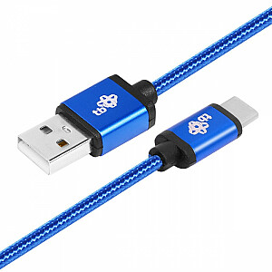 USB-USB C kabelis 1,5 m, zils vads