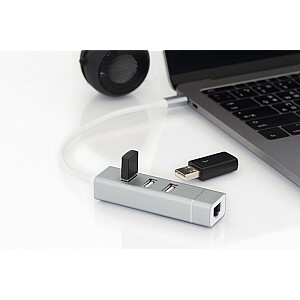 DIGITUS USB 2.0 3-port hub typ C + RJ45