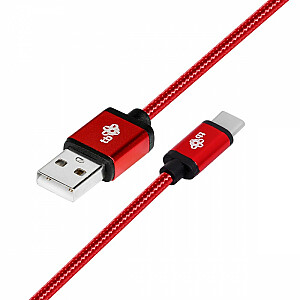 USB uz USB C kabelis 1,5 m garš ar rubīna vītni