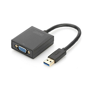 VGA 1080p FHD uz USB 3.0 grafiskais adapteris, alumīnijs, melns