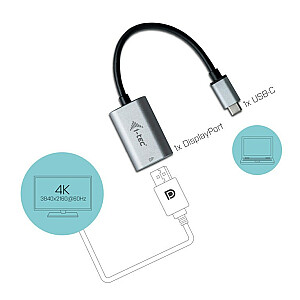 i-tec USB-C displeja porta adapteris, 1x 4K Ultra HD 60Hz displeja ports, Thunderbolt 3 saderīgs